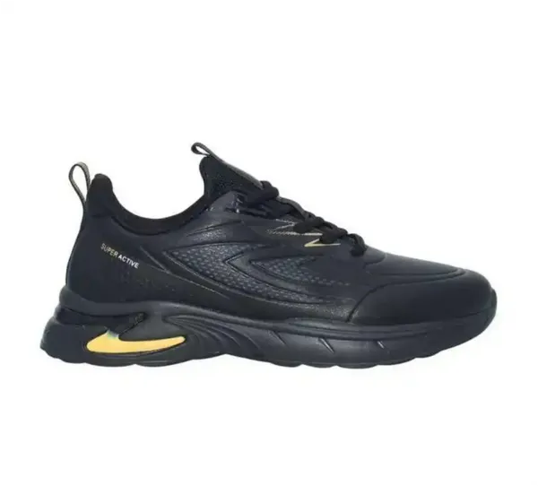 Medium Width Casual/Sport Sneakers in Black Super Active Synthetic Round Toe Lace-Up Closure Men Women